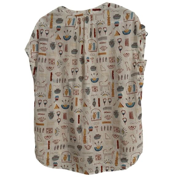 Anthropologie Womens SMALL Danielle Kroll Brooklynite Top Printed Aztec Art - Picture 3 of 9